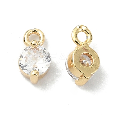 Brass Clear Cubic Zirconia Charms KK-B072-21G-1