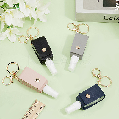 4Pcs 4 Colors Plastic Hand Sanitizer Bottle with PU Leather Cover KEYC-CL0001-04B-1