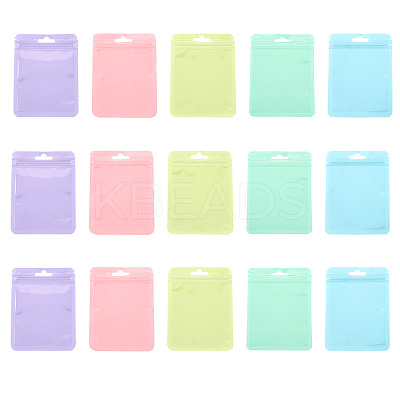 25Pcs 5 Colors Rectangle Plastic Yin-Yang Resealable Packaging Bags ABAG-TA0001-27B-1