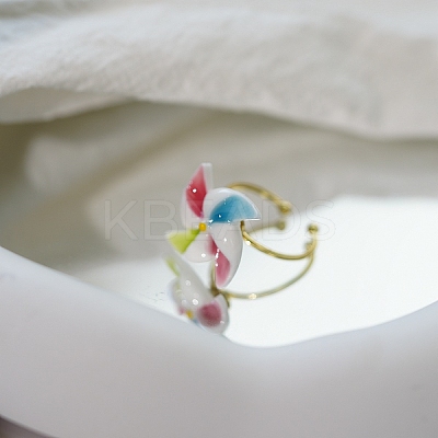 Ceramics with Alloy Cuff Rotatable Rings for Women LS-RJEW-Z117-01G-1