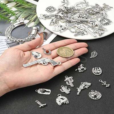 60Pcs 15 Styles Tibetan Style Alloy Pendants FIND-YW0004-82-1