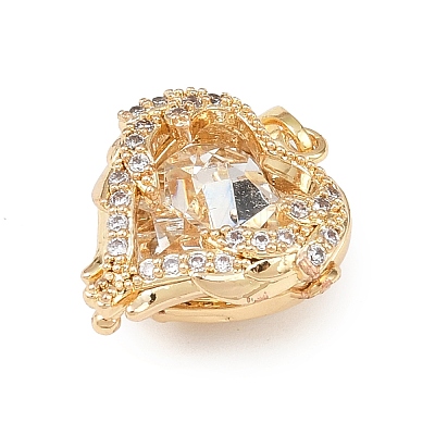 Brass Micro Pave Cubic Zirconia Pendants KK-F922-04G-01-1
