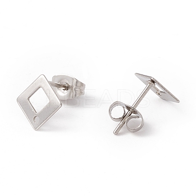 Non-Tarnish 201 Stainless Steel Stud Earring Findings with Hole EJEW-A071-27P-1