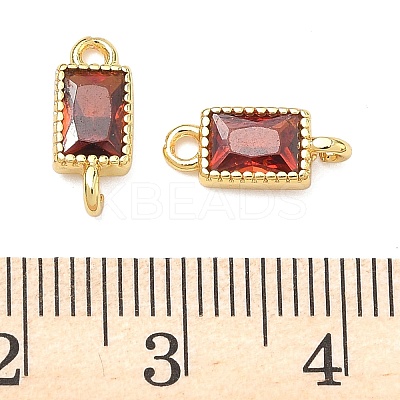 Brass Pave Cubic Zirconia Rectangle Connector Charms KK-P348-10G-06-1