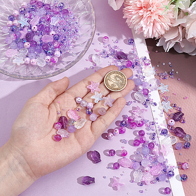 Transparent Spray Painted Glass & Acrylic Beads Kits GLAA-NB0001-82-1