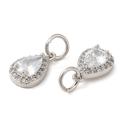 Rack Plating Brass Micro Pave Clear Cubic Zirconia Charms KK-Z026-10P-1
