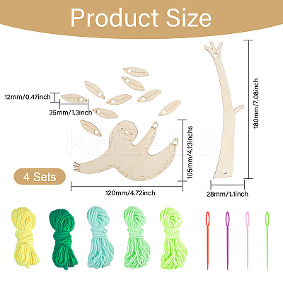 DIT Unfinished Wood Hanging Sloth Knitting Craft Kits TOOL-GL0001-13-1