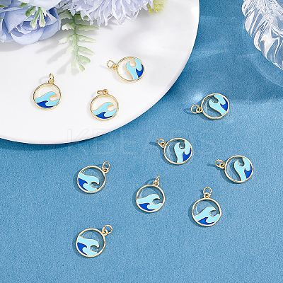 10Pcs Brass Enamel Pendants KK-BBC0028-96-1