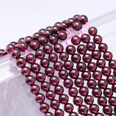 Mozambique Import Natural Grade AAAA Garnet Round Beads Strands G-E300-AAAA-6mm-1