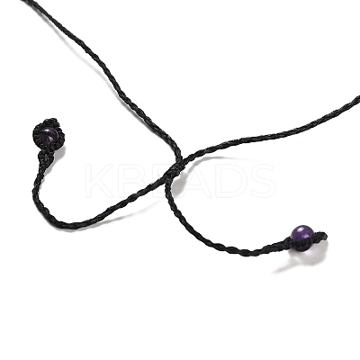 Natural Amethyst Oval Pendant Necklace NJEW-K258-01E-1