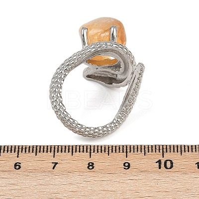 Snake Natural Yellow Quartz Open Cuff Rings RJEW-K286-10P-01-1