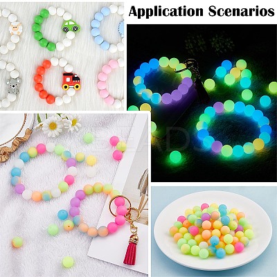 24Pcs 12 Colors Round Luminous Silicone Beads JX328A-01-1