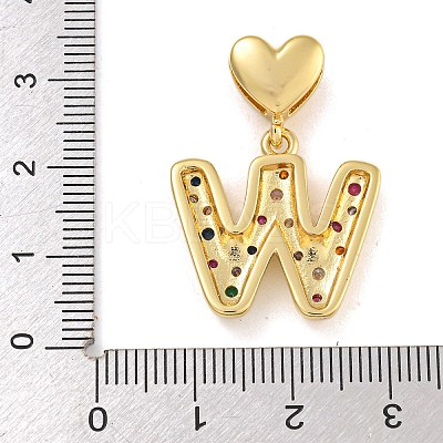 Brass Micro Pave Colorful Cubic Zirconia Pendants KK-P281-01G-W-1