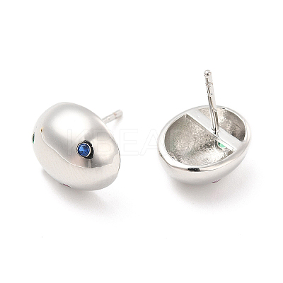 Cubic Zirconia Oval Stud Earrings EJEW-P213-12P-02-1