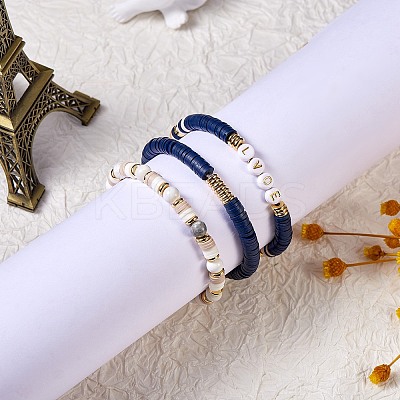 Love Beads Stacking Stretch Bracelets Set for Women BJEW-SZ0001-93-1