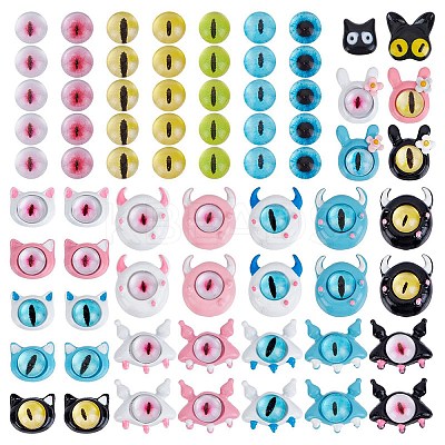 126Pcs 28 Styles Spray Printed Alloy Cabochons MRMJ-AR0001-25-1