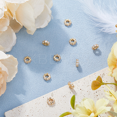 10Pocs Brass Micro Pave Clear Cubic Zirconia Spacer Beads KK-HS0001-52LG-1