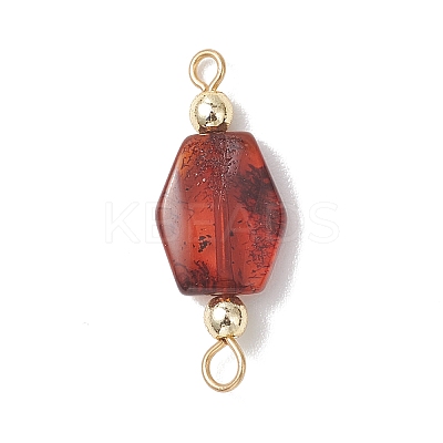 Gradient Color Natural Amber Nuggets Connector Charms PALLOY-JF04988-1