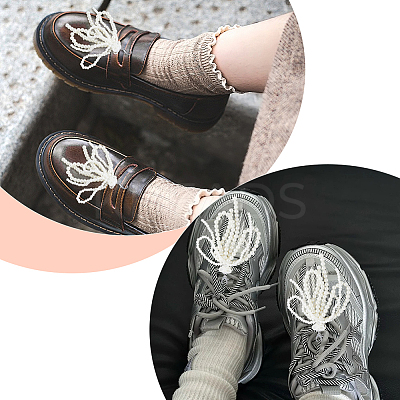 Bowknot Plastic Imitation Pearl Shoe Charms AJEW-WH0348-558B-1