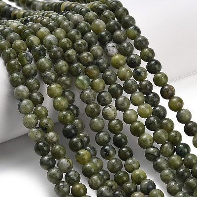 Natural Chinese Jade/Southern Jade Beads Strands G-P626-6mm-01-1