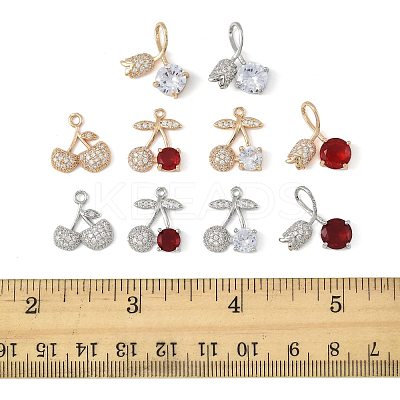 10Pcs 10 Styles Brass Micro Pave Cubic Zirconia Pendants KK-FS0001-80-1