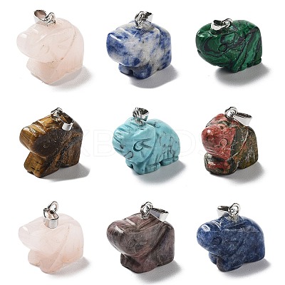 Natural & Synthetic Mixed Gemstone Pendants G-B068-12P-1