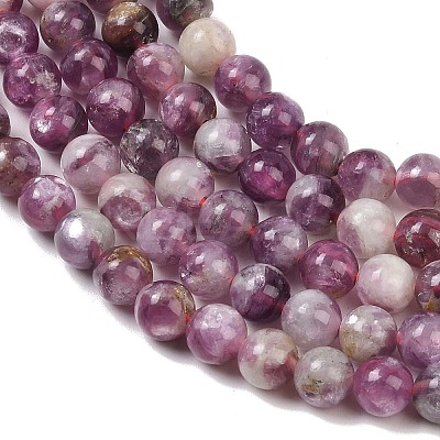 Natural Lepidolite/Purple Mica Stone Beads Strands G-G160-A01-04-1