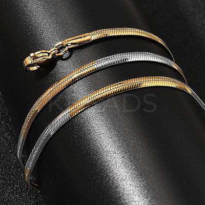 Stainless Steel Flat Snake Chain Necklaces for Men Women NJEW-G160-04GP-01-1