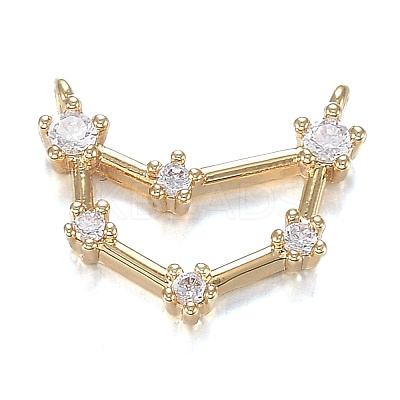 Brass Micro Clear Cubic Zirconia Charms ZIRC-F120-019G-06-1