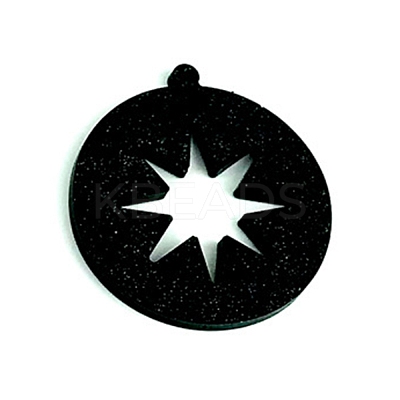 DIY Flat Round with Star Pendant Silicone Molds DIY-I099-14-1