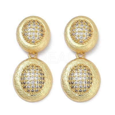 Brass Micro Pave Clear Cubic Zirconia Stud Earrings EJEW-H154-10B-G-1