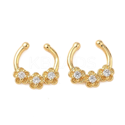 Brass Pave Clear Cubic Zirconia Circular/Horseshoe Barbell Nose Rings EJEW-D337-18D-G-1