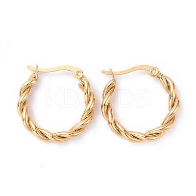 Iron Plating(IP) 304 Stainless Steel Twist Rope Hoop Earrings for Women EJEW-G298-07A-G-1