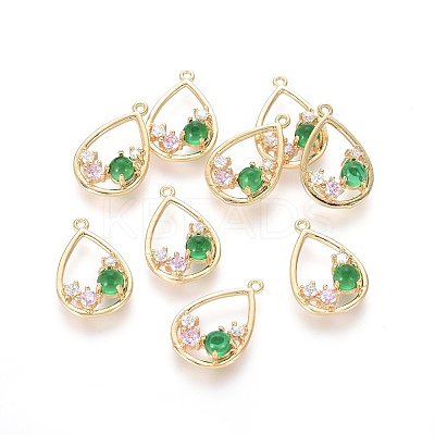 Brass Micro Pave Cubic Zirconia Pendants LS-ZIRC-G151-02G-03-1