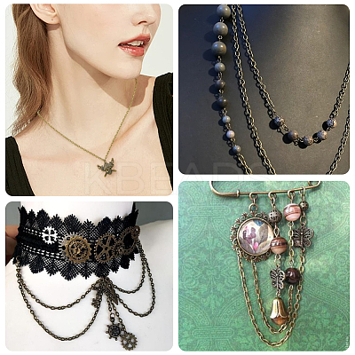 DIY Oval Iron Cable Chains Necklaces Making Kits DIY-SC0029-10B-1