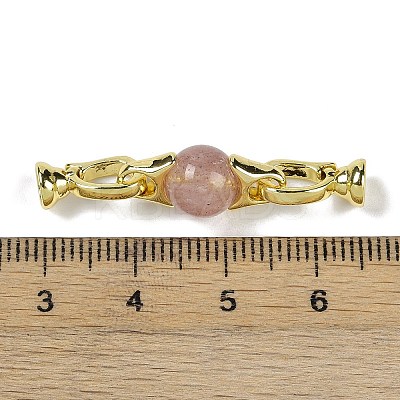 Natural Strawberry Quartz with Brass Fold Over Clasps G-G141-03G-17-1