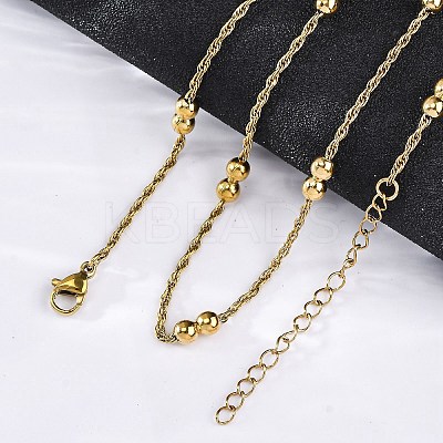 304 Stainless Steel Double Round Rope Chain Necklaces NJEW-C073-10G-1