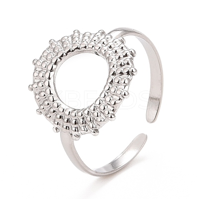 Non-Tarnish 304 Stainless Steel Donut Open Cuff Ring for Women RJEW-C025-21P-1