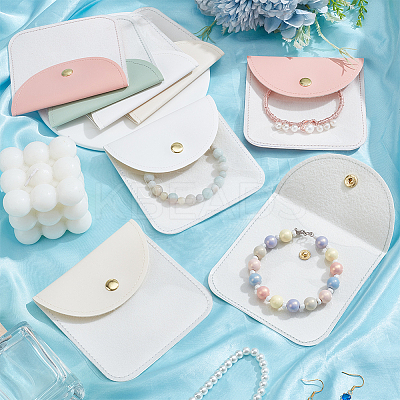 8Pcs 4 Colors PU Leather Jewelry Envelope Pouches Gift Bags with Snap Button and Clear Window ABAG-PH0001-62A-1