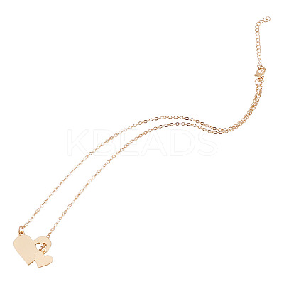 1Pc 302 Stainless Steel Heart Puzzle Pendant Cable Chain Lariat Y Necklaces for Women NJEW-TADJ0001-01KCG-1