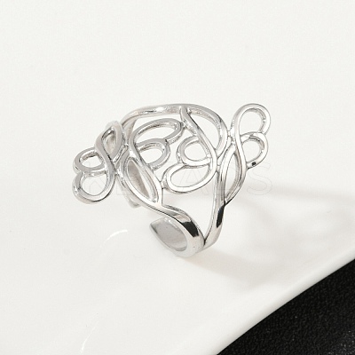 304 Stainless Steel Open Cuff Rings for Women RJEW-U061-02P-1