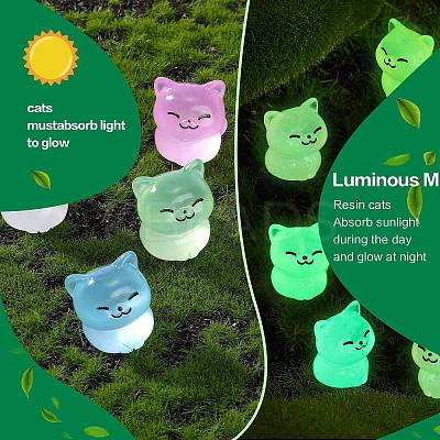 30Pcs 5 Colors Luminous Resin Cute Little Cat Ornaments RESI-SZ0003-43-1