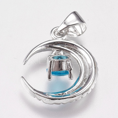 Brass Micro Pave Cubic Zirconia Pendants ZIRC-E147-57P-1