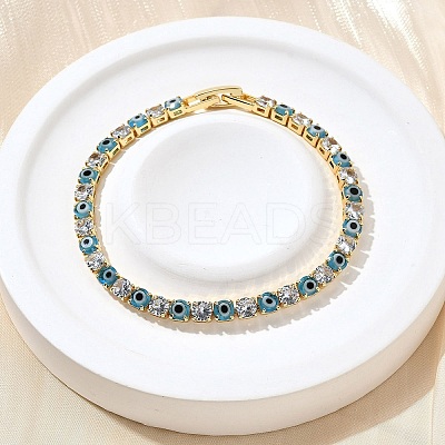 Brass Enamel Link & Charm Bracelets BJEW-Z094-02G-01B-1