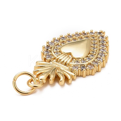 Rack Plating Brass Micro Pave Clear Cubic Zirconia Pendants KK-M229-38G-1
