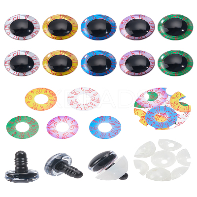 10 Sets 5 Colors Plastic Doll Craft Eyes KY-LP0001-01-1