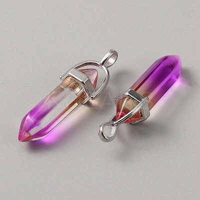 Glass Double Terminal Pointed Pendants LS-G-WH0016-41D-1