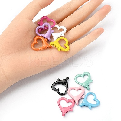 10Pcs 10 Colors Spray Painted Eco-Friendly Alloy Lobster Claw Clasps FIND-YW0002-26-1