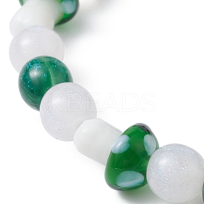 Lampwork Beaded Stretch Bracelet with Resin Mushroom Charms BJEW-JB09570-1