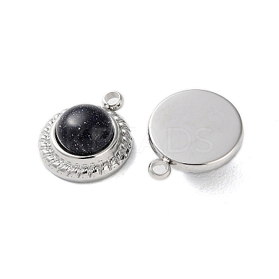 Synthetic Blue Goldstone Half Round Charms STAS-L022-399P-02-1